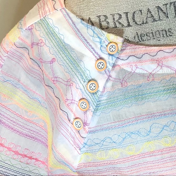 Anthropologie White Embroidered, Cotton Blouse SzM - Picture 3 of 8